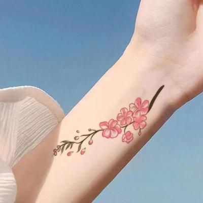 Pink Cherry Blossom Tattoo Sticker, Waterproof And Long-Lasting, Gentle Wrist Model, Simulated Tattoo Sticker.