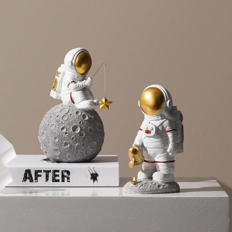 Adornos pequeños de astronauta astronauta creativo nórdico, mueble para vinos, botellero para vino tinto, entrada, sala de estar, mesa de comedor, decoraciones para habitación infantil