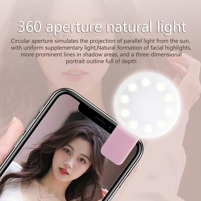 Cep Telefonu Dolgu Flaşı Lens Halka Işık Lamba Taşınabilir Klips Üç Kademeli Kısılabilir Mini Dayanıklı Pratik 10 Led Selfie Halkası Güzellik
