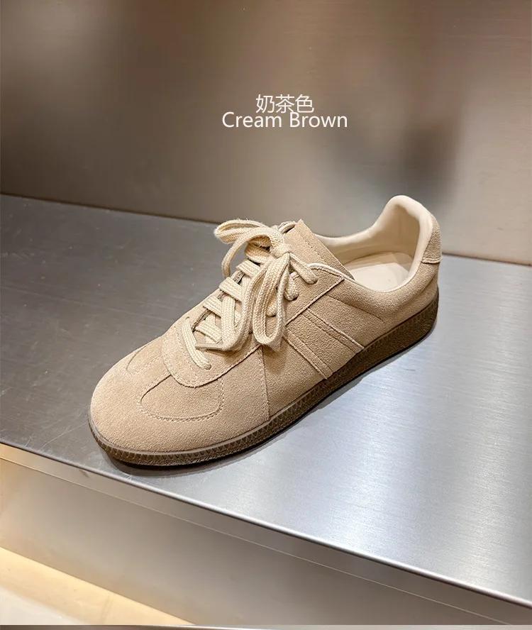 

SyfIyno Fashion Cow Suede Leather Women Sneakers Yellow Pink Purple Lace Up Flat Sneakers Spring Summer Casual Shoes 35