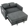 Sofa Bed, 3-in-1, 2-Seater, Adjustable Backrest, Side Pockets, 2 Pillows, Dark Gray