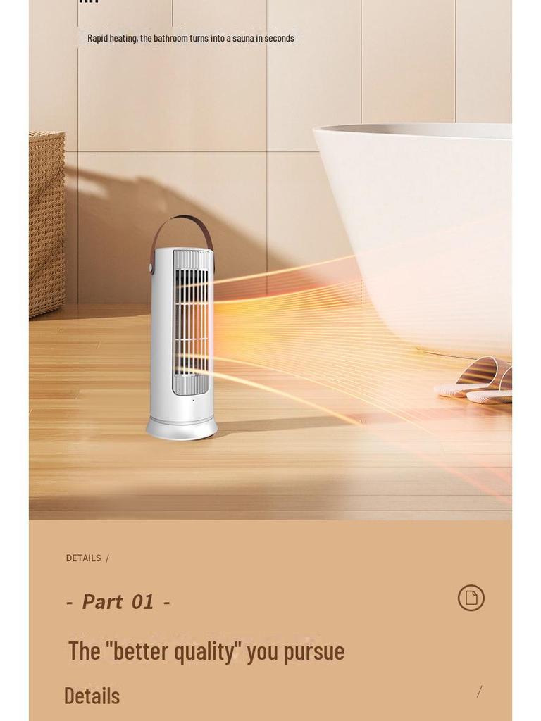 Energy-Efficient Mini Desktop Heater - Fast Heating, Anti-Dump, Ideal for Home & Office Use.