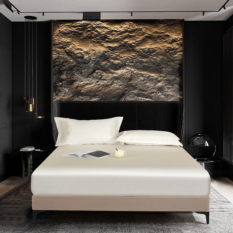 Mulberry Silk Non-Slip Fitted Bed Sheet - Cotton Blend Single Piece Mattress Dust Cover