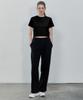 BASIC HOUSE Women'S Round Crop Short Sleeve T-Shirt Black Lats0202