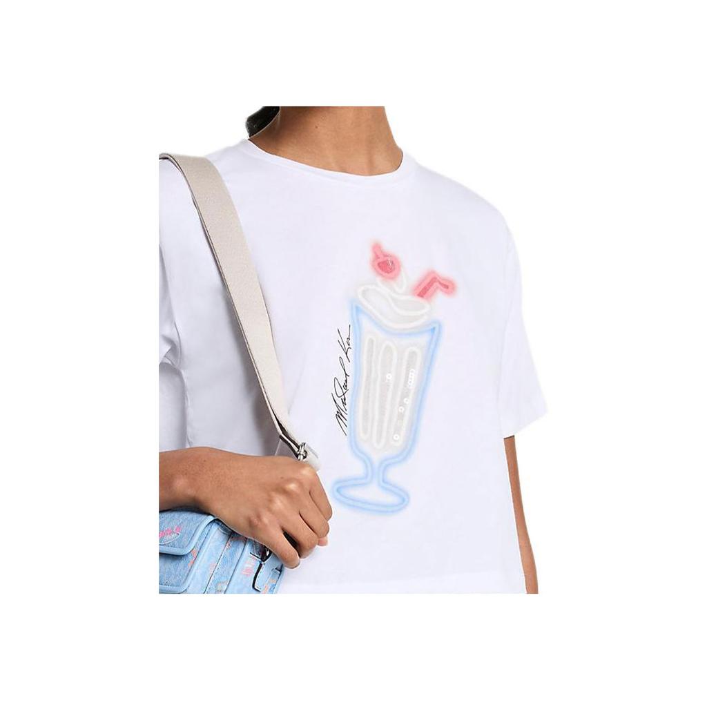 Michael Kors Sequin Pattern Cotton Short Sleeve T-Shirt Women Tops JT551SB97J-0100