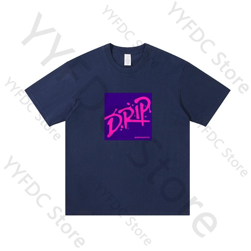 BABYMONSTER DRIP T Shirt Kpop Fashion Letter Print Tshirt Women Unisex Summer Cotton Short Sleeve Tee Tops Street Trend Clothes