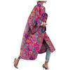 Fashion Women Printed Pocket Jacket Outerwear Cardigan Overcoat Long Trench Coat