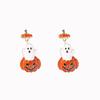 Halloween New Dripping Oil Cute Cartoon Ghost Pumpkin Earrings Fashion Commuter Personality Retro Niche Style