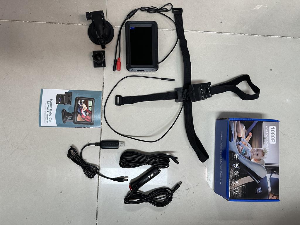 Specchietto per Auto per Bambino, Monitor per Bambino 1080P con Telecamera Spina USB, Telecamera per Bambino da 4,3" con Visione Notturna, 150 gradi