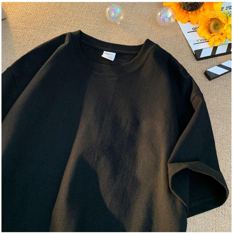 300gsm Cotton Summer Short Sleeve T Shirts For Men O Neck Casual Heavy Fabric Streetwear Tees Unisex Basic Solid Cool Loose Tops