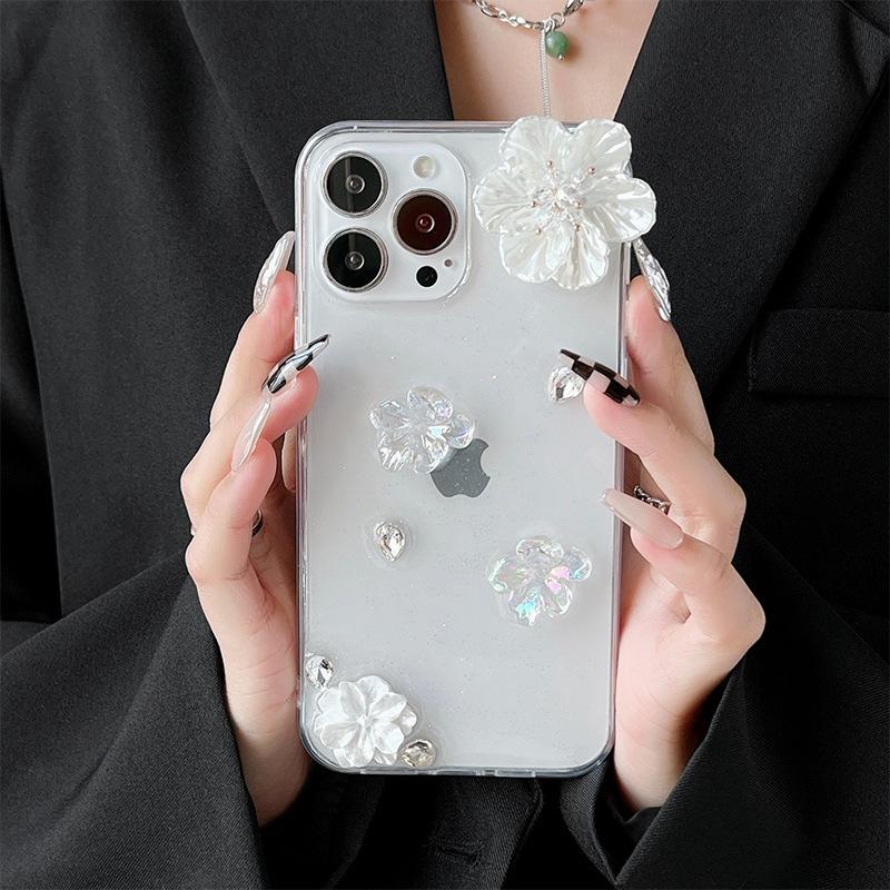 

Fine Glitter Mobile Phone Case Is Suitable For Apple 17Pro Niche Iphone16 Flower 15 Three-Dimensional Xsmax Epoxy Xr. iPhone 17Promax