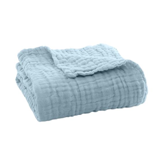 Muslinkos Sommer Sofateppe Pustende Ensfarvet Muslinklede Koseteppe for Seng Sofa Reise Feriebruk