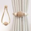 2PCS Magnetic Curtain Ties,with Strong Suction, Woven Rope And Wooden Beads Tiebacks, for Nordic Japanese Style Home Decor