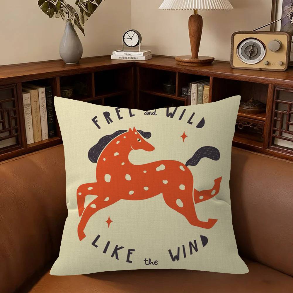 Modern Simple Geometric Light Luxury Horse Pillowcase Toon Gift Cushion Cover Bedroom Home Sofa Chair Seat Decor Pillow Case