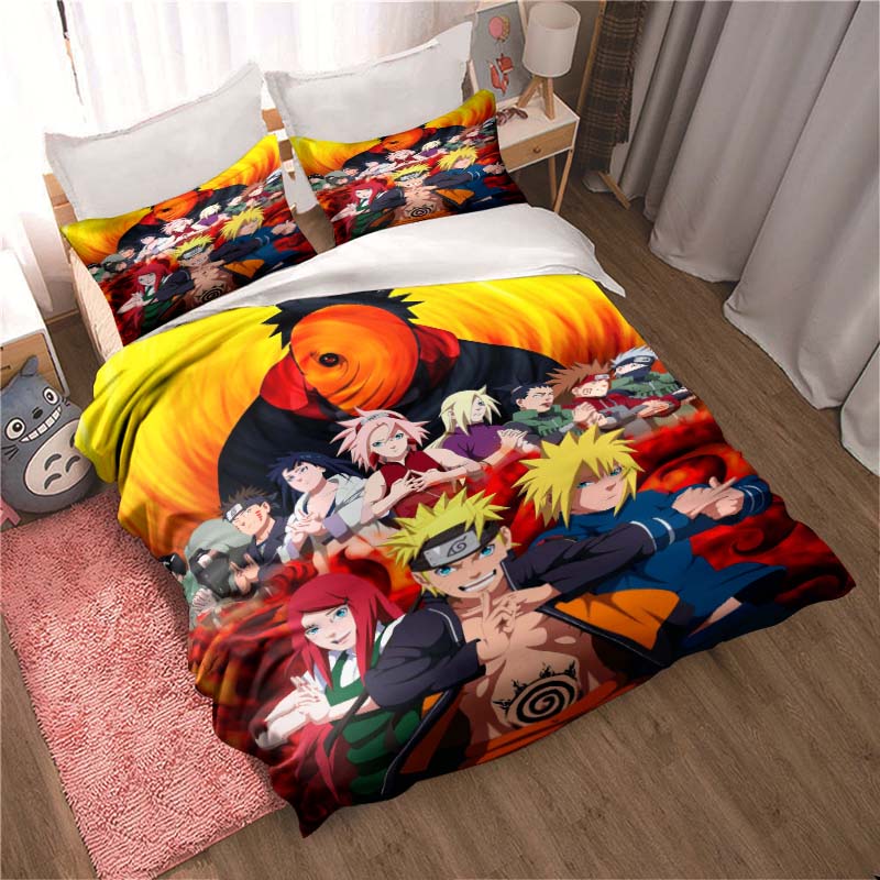 Uzumaki Naruto Japanese Manga Print Bedding Set – Duvet Cover Set – A Luxurious Gift for Teens, Suitable for Double/Single Beds