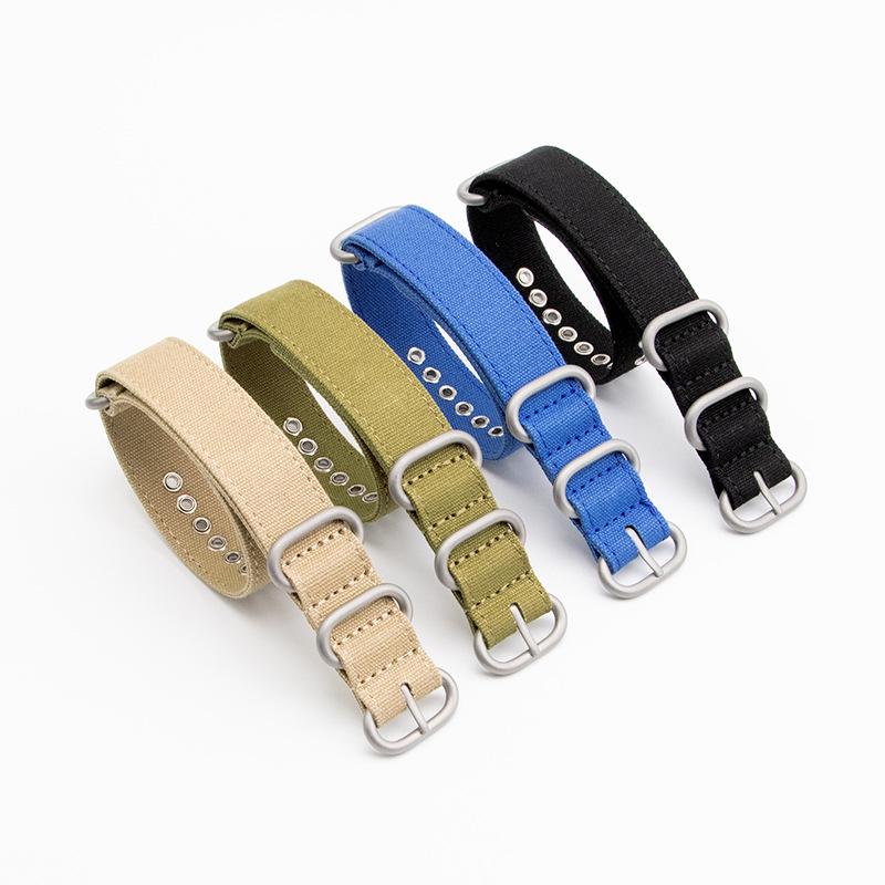 Vintage vojenský zelený nylonový řemínek k hodinkám, 18/20/22/24mm