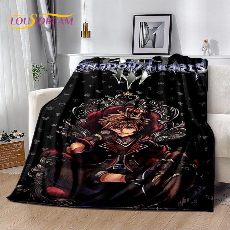 Weiche Plüschdecke mit 3D-Cartoon-Motiv „Kingdom Hearts“, Flanelldecke, Überwurfdecke für Wohnzimmer, Schlafzimmer, Bett, Sofa, Picknick, Kindergeschenk