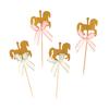 20Pcs Lovely Carousel Shape Cake Toppers Delicate Cupcake Dessert Toppers Table Decor Carousel Cake Fruit Card Insertion