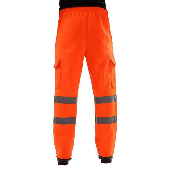 Work Pants Elastic Waist Tear-Resistant Double-Layer Reflective Strips Fabric High-Visibility Safety Pants Heavy-duty Workwear