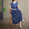 DIMANAF New 2026 Summer Beach Women Plus Size Cotton Lady Vintage Long Dress Floral Print Loose Oversize
