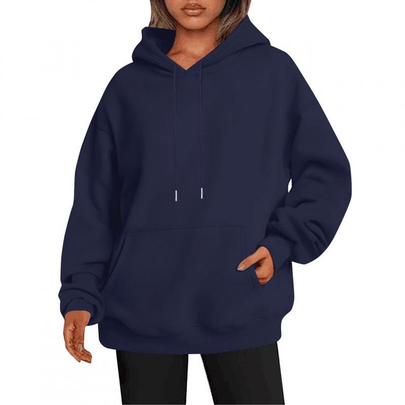 European and American Style Solid Color Women's Thick Hooded Sweatshirt, Autumn Edition, Customizable Logo.