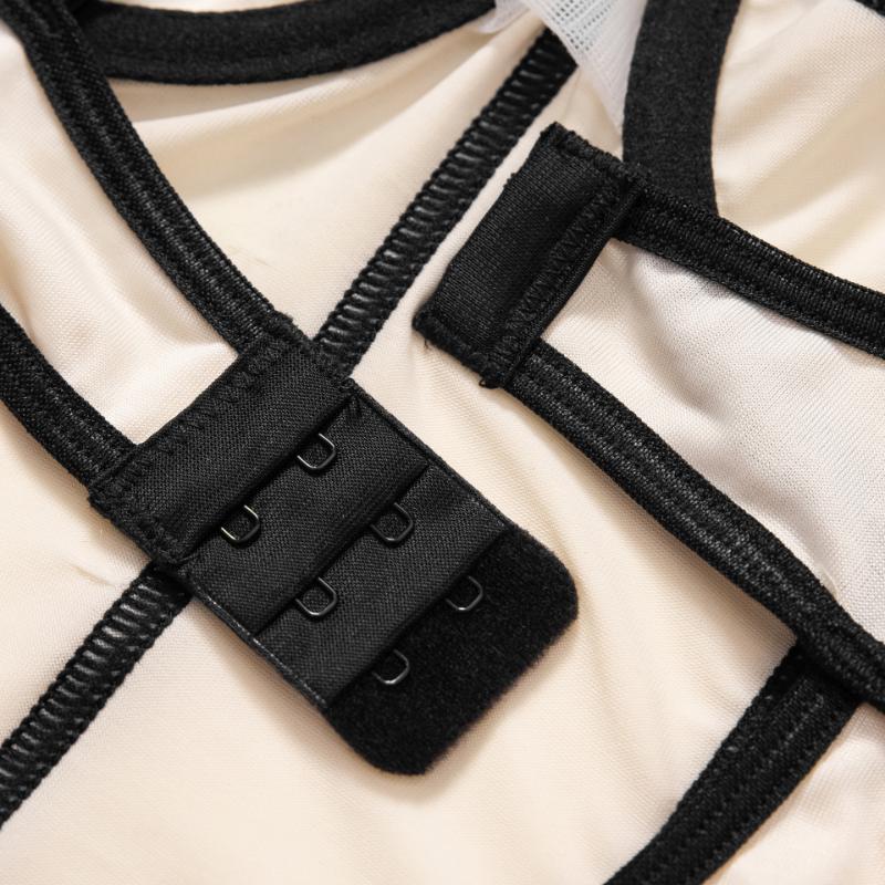 Lato Europejski i Amerykański Pikantne Dziewczyny Seksowny Plażowy Kombinezon Modelujący Kontrast Kolorów z Pustymi Plecami