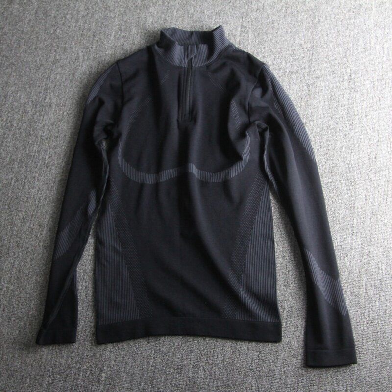 

Women s Long-Sleeve Zipper Yoga Fall Half Breathable Workout Clothing Black 2 S