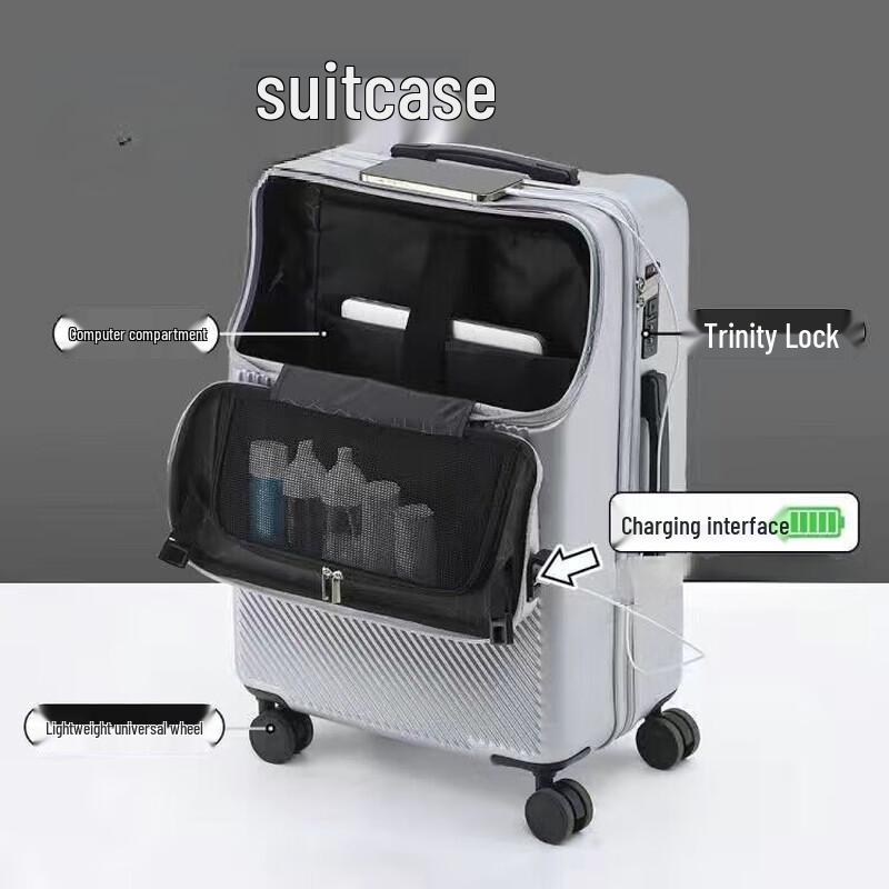 OEING Front-Opening Hardside Carry-On Suitcase