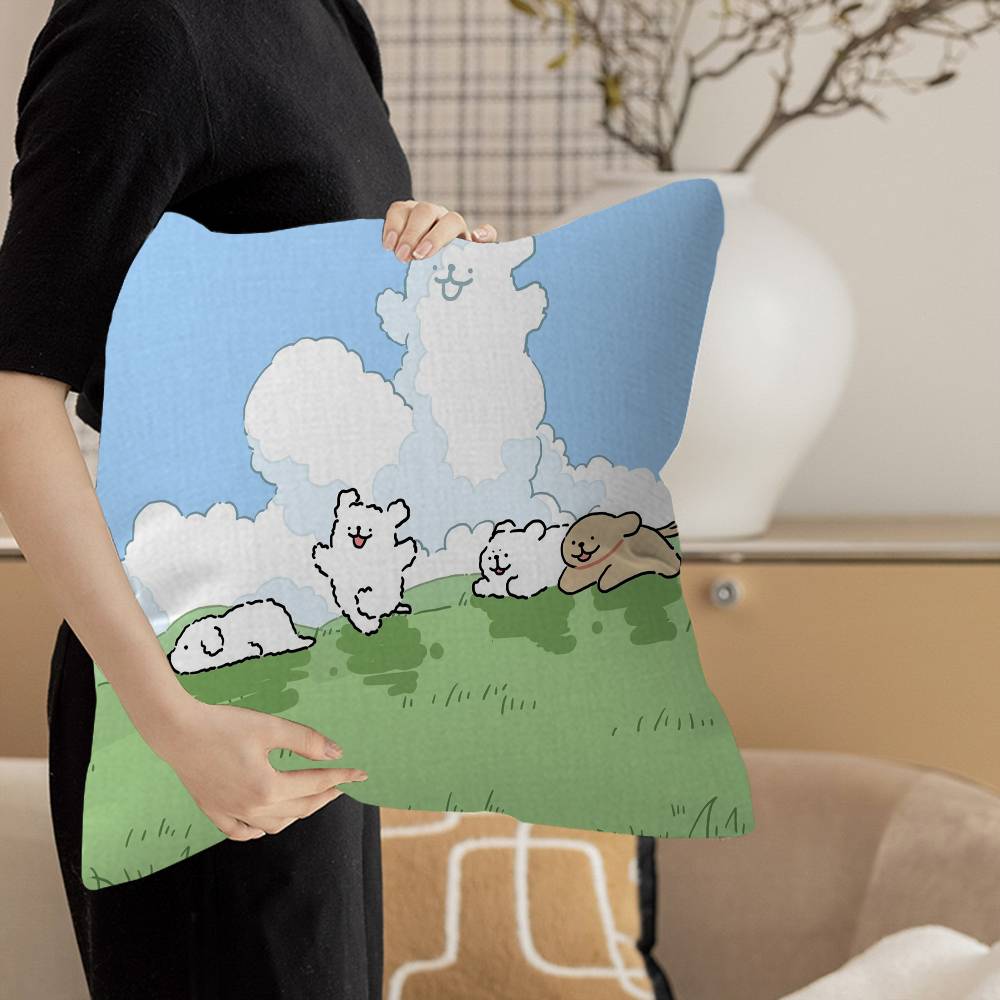 Line CARTOON PPuppyS Pillowcase Toon Gift Cushion Cover Bedroom Home Sofa Chair Seat Decor Pillow Case