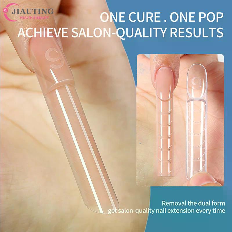 Space French Dual Forms 15 Sizes Clear Reusable Dual System Molds Fake Nails For Nail Extension DIY 30/60/75/90/120/150/180Pcs