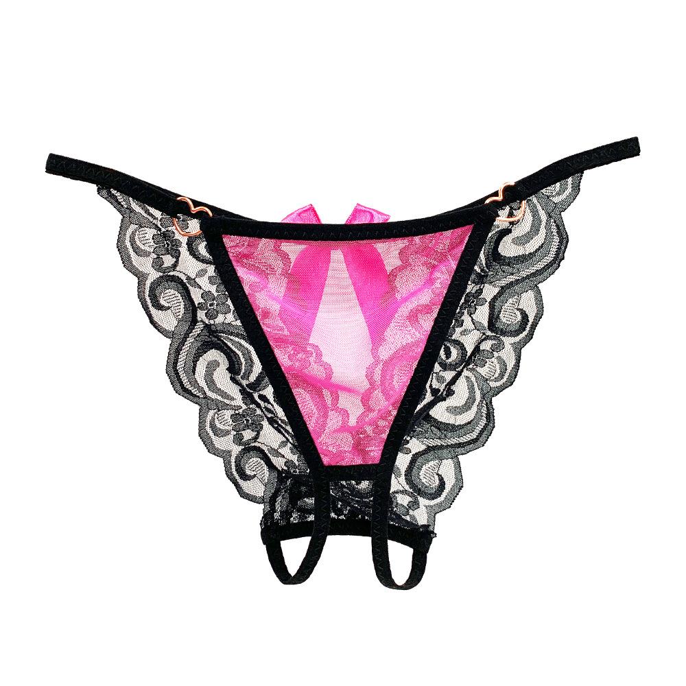 Pure Desire Bow Beautiful Buttocks Seduction Sexy Panties Women's Perspective Lace Bed Passion Tease Open Crotch Free Shorts