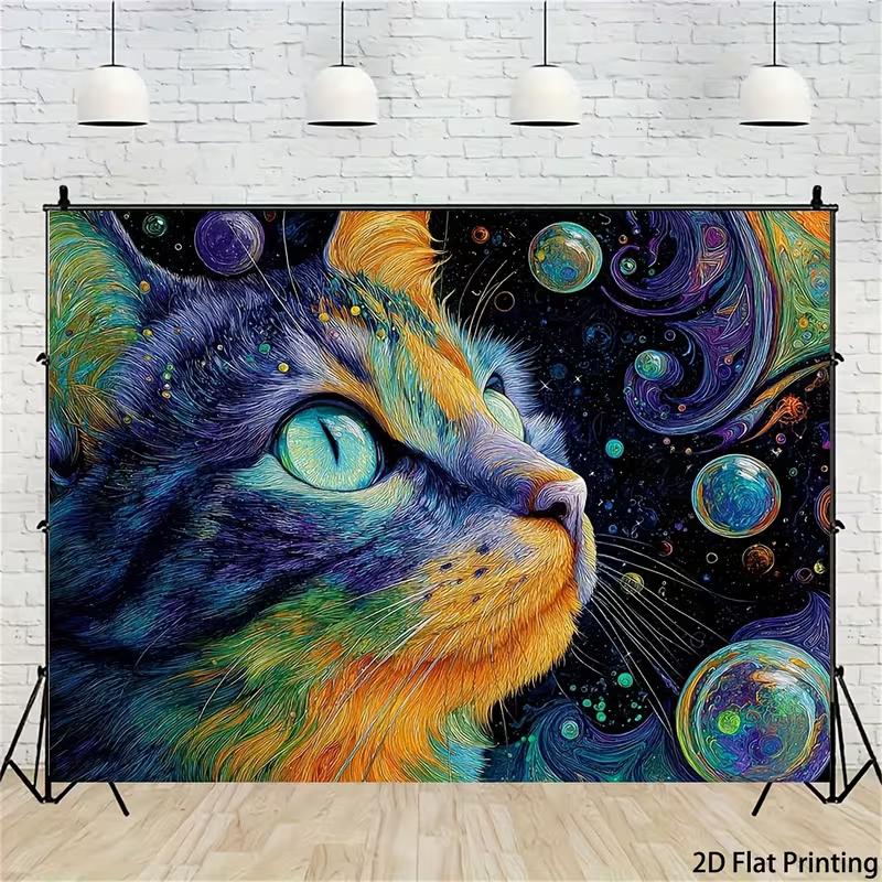 2D Vibrant Impressionist Space Pet Cat Living Room Tapestry 47.2x31.5inch/120*80cm