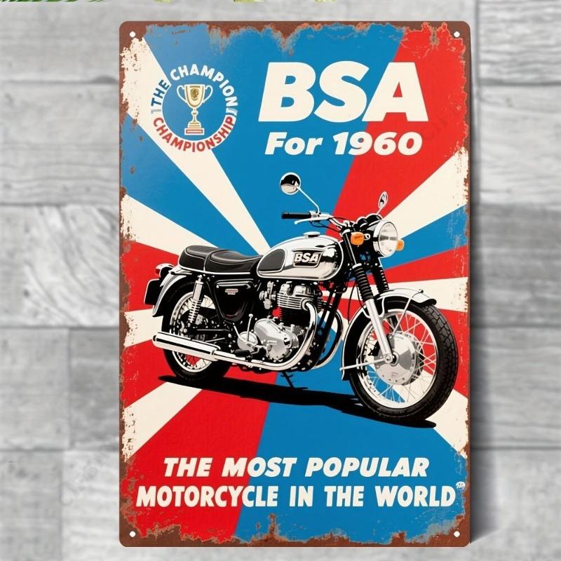 Motorcycle Metal Wall Sign, Garage Bar Decor 20x30cm