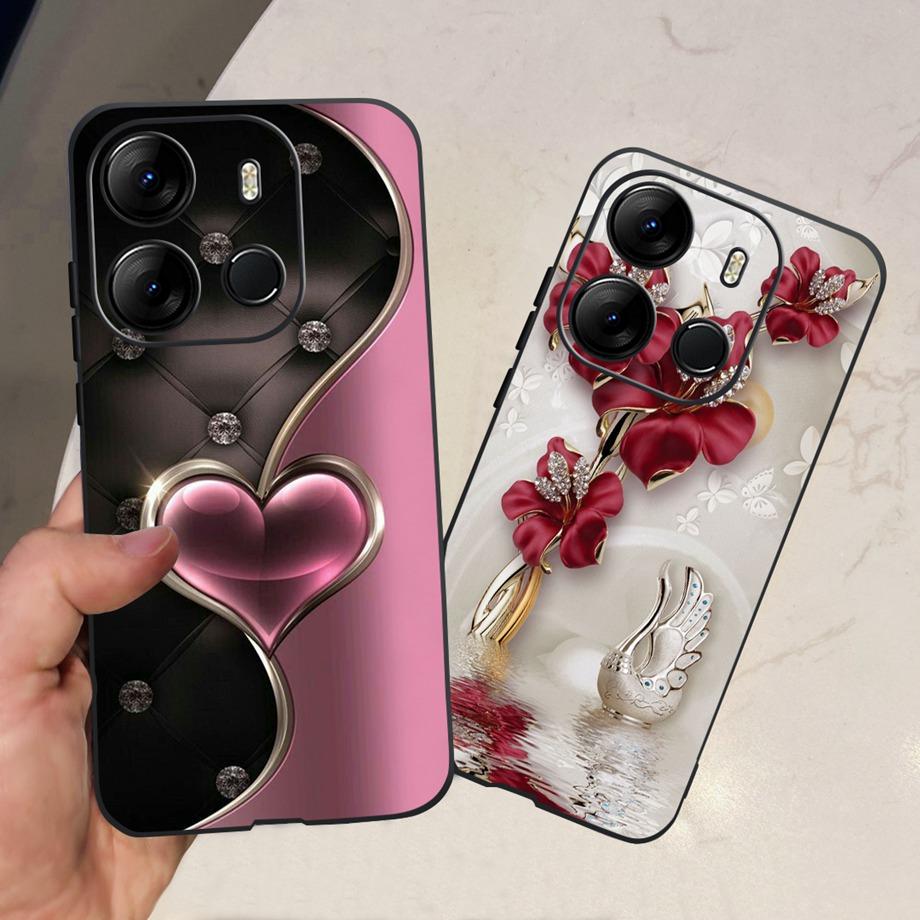For Tecno Spark GO 2023 BF7n Phone Case Tecno Pop 7 Pro BF7 Pop7 Back Cover Matte Soft Silicone Coque Fundas Oil Flower Heart