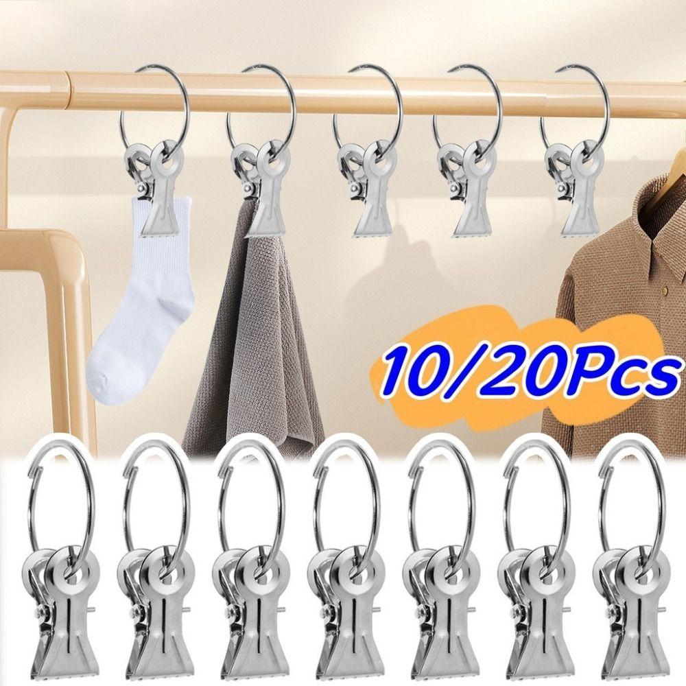 10Pcs Metal Curtain Clips Toothed Clothespin Clips Curtain Hanging Ring  for Curtains and Laundry