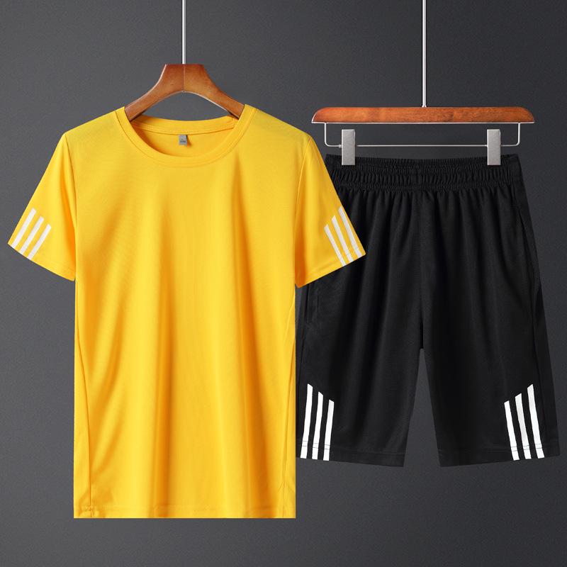 Men's Plus Size Summer Sports Suit: Crew Neck Quick-Dry T-Shirt & Shorts for Running Fitness
