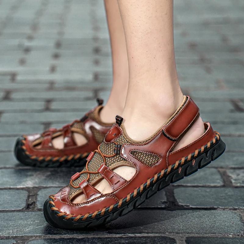 Fashion Men's Shoes In Sizes 38-48 with Toe Caps Hand Sewn High-quality Fashionable Mesh Breathable Casual Shoes Outdoor Beach Shoes