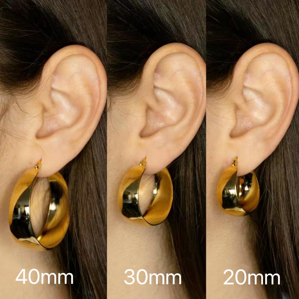 20/30/40mm Mariasz Minimalist Simple Stainless Steel Hoop Earrings For Women Gold Plated Wide Round Female Jewelry Gift