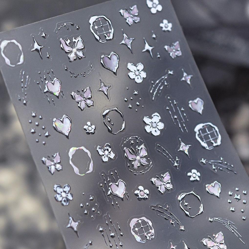 

Dream Butterfly Manicure Nail Art Sticker love star flower y2K sweet cool super fairy nail sticker срібний