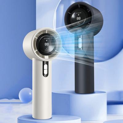 Mini ruční ventilátor s bezkartáčovým motorem, digitálním displejem, 100 nastaveními rychlosti, silným proudem vzduchu, nízkou hlučností, dobíjecí, chladicí turbo ventilátor