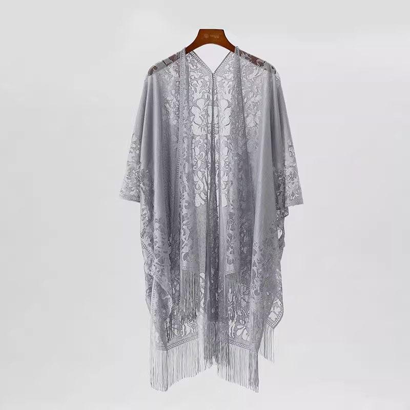 

С шалью ципао, защита от солнца летом на улице, женская летняя тонкая кружевная шаль с бахромой