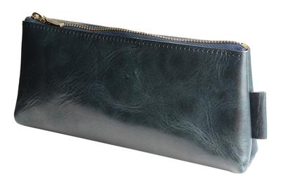 Endmark Genuine Leather Pencil Large Simple Made In Night Blue Case, Capacity, Design, Men's, Japan,