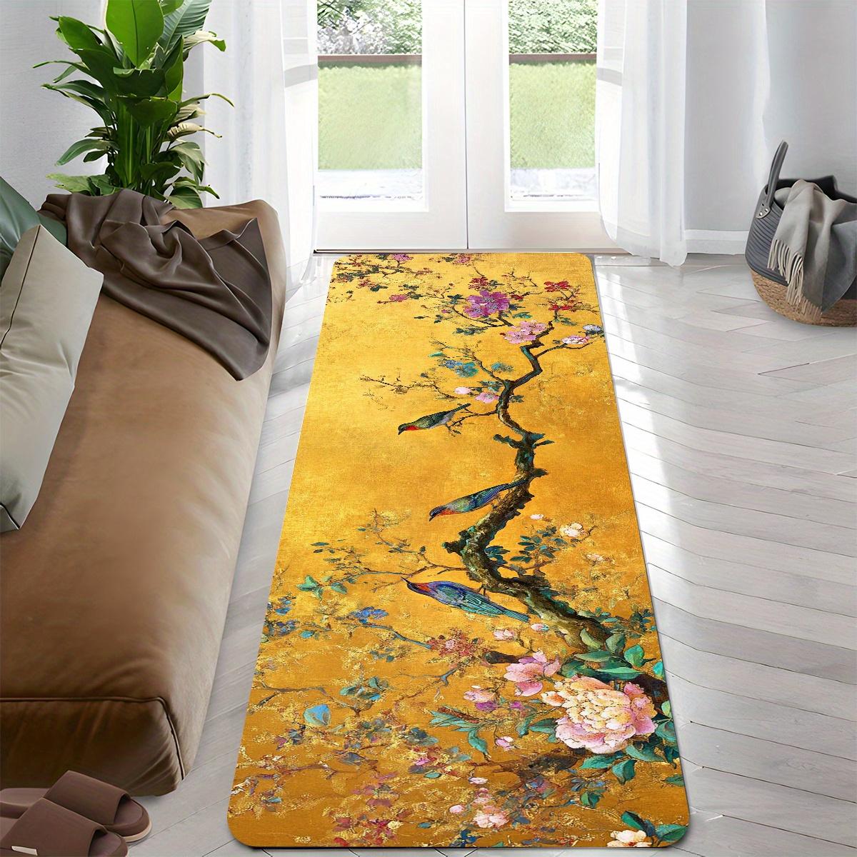 

1 шт. Весенний Персиковый Цвет Снег для Лотоса Нескользящий Коврик-Дорожка Машинная Стирка Полиэстеровый Ковер с Ярким Цветочным Дизайном для Прихожей Ванной 40*60cm