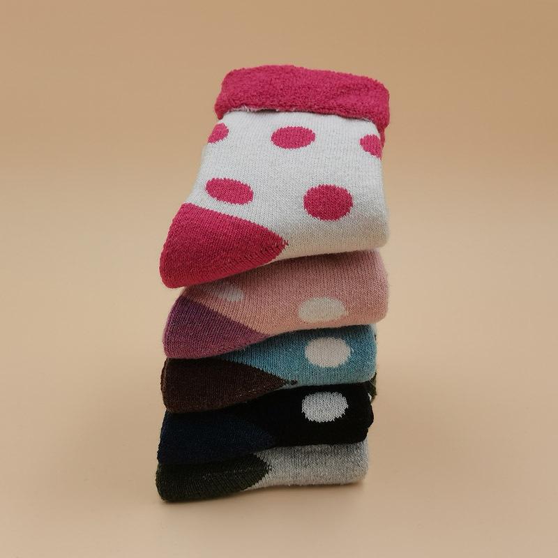 5/10 Pairs Women Double Layer Octagonal Flower Rabbit Wool Socks Autumn Winter Retro Coarse Knit Socks