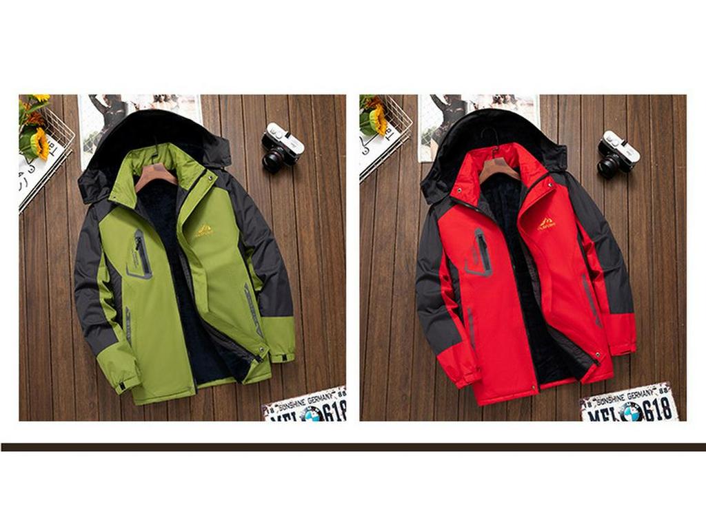 Men's Windproof Waterproof Down Jacket - Velvet-Lined and Insulated Cotton Winter Coat for Cold Protection.