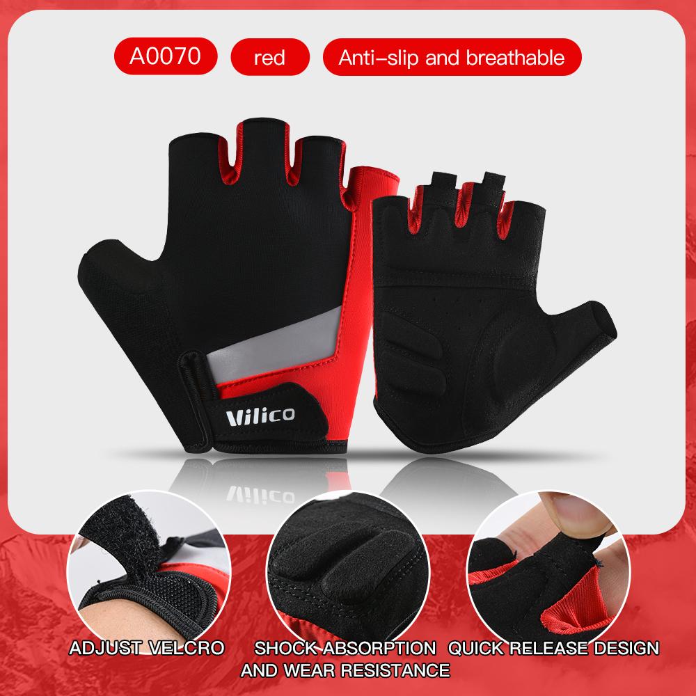 Cycling Fitness Gloves Half Finger Microfiber Wear Resistant Shock Absorbing for Outdoor Sports Riding Bicycle Training Gym