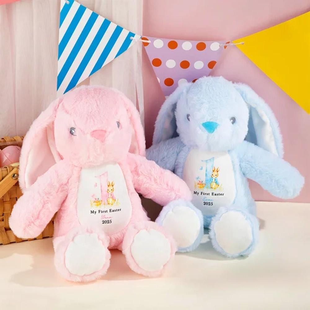 Personalized Easter Bunny Plush Stuffed Animal Toy Custom Name Soft Rabbit Doll Easter Birthday Gift For Baby Kids Room Decor
