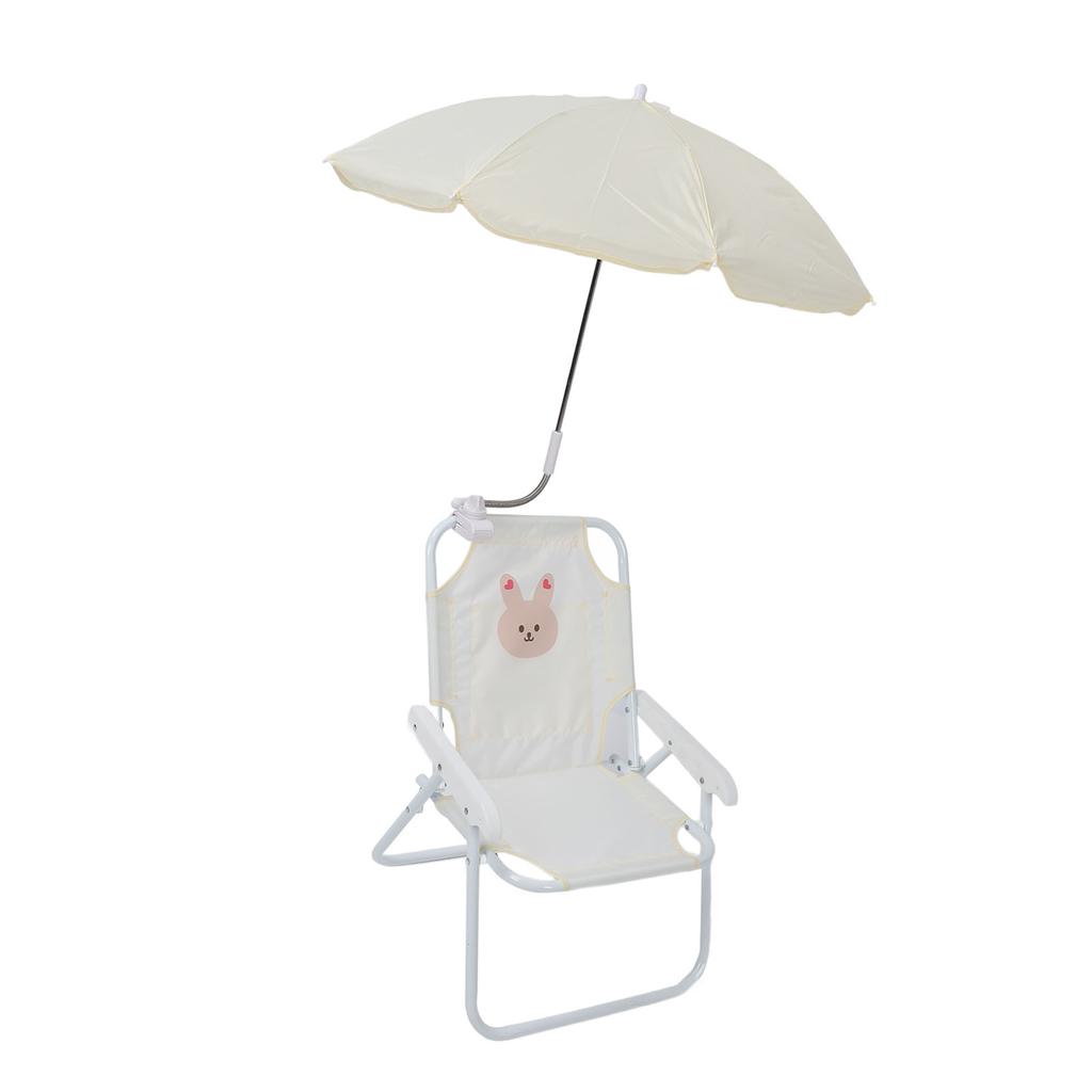 Kids Beach Chair with Umbrella Cute Cartoon Animal Print Foldable Portable Baby Camping Chair for Outdoor Activities