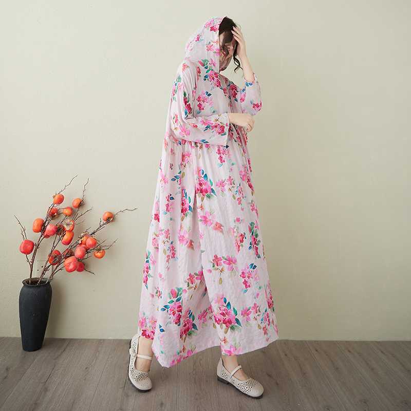 A Niche Yunjin Yarn Cotton Linen Printed Dress