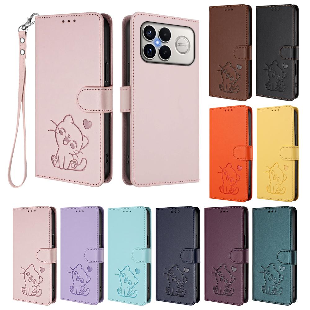 Cute Cat Leather Wallet Case For Xiaomi Poco F9 Ultra F8 Pro F7 M8 Power M7 Plus X8 Pro Max X7 Stand Card Slot Flip Phone Cover